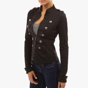 PattyBoutik Women Zip Front Stand Collar Military Light Jacket